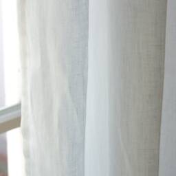 Set Of 2 Stonewashed Linen Curtain Panels in Milk White/Semi-Sheer Rod Pocket With Multifunctional Heading Tape - thumbnail 3