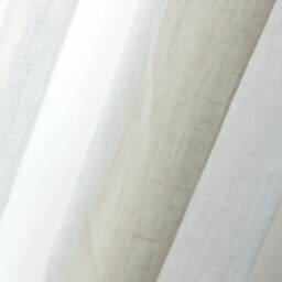 Set Of 2 Stonewashed Linen Curtain Panels in Milk White/Semi-Sheer Rod Pocket With Multifunctional Heading Tape - thumbnail 2