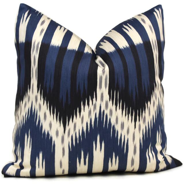 Schumacher Navy Blue Bukhara Ikat Decorative Pillow Cover 20x20 Or Lumbar Pillow Rmt Rts - image 1