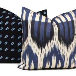 Schumacher Navy Blue Bukhara Ikat Decorative Pillow Cover 20x20 Or Lumbar Pillow Rmt Rts - thumbnail 2