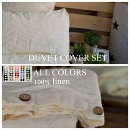 Duvet Cover Set & Pillow With Envelope Closures Antique White Color Stone Washed Seamless Full King Quilt Linen Duvet Cover Full