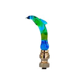 Finial - Venetian Glass Dolphin Lamp Finial Handmade Ocean Inspired Sea Foam Green & Aqua Blue Brass Or Nickel Hardware - thumbnail 1