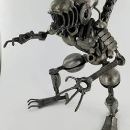 Handmade Recycled Alien Metal Art Statue, Scrap Sculpture Xenomorph Inspired.made From Nuts, Bolts, Bits & Pieces - thumbnail 2