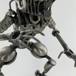 Handmade Recycled Alien Metal Art Statue, Scrap Sculpture Xenomorph Inspired.made From Nuts, Bolts, Bits & Pieces - thumbnail 3