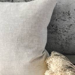 Set Of 2, 4 & 6 Natural Light Gray Linen Pillow Cases/ Melange Throw Covers/Heavyweight Shams/ - thumbnail 3