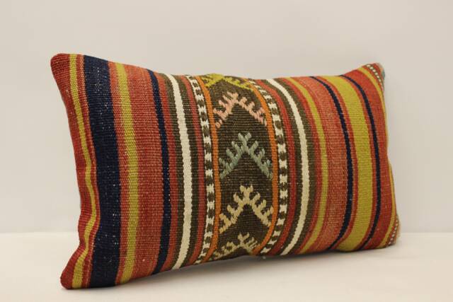 Rug Pillow, Sofa 12x20 in 30x50 cm, Vintage Kilim Pillow, Lumbar Cushion Cover Koef-1392 - image 1