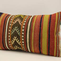 Rug Pillow, Sofa 12x20 in 30x50 cm, Vintage Kilim Pillow, Lumbar Cushion Cover Koef-1392 - thumbnail 3