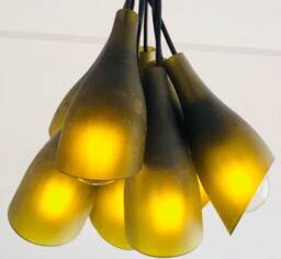 Frosted Light Fixture - Chandelier Ceiling Lamp Made From Wine Bottles For Home, Bar & Kitchen
