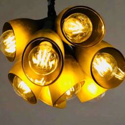 Frosted Light Fixture - Chandelier Ceiling Lamp Made From Wine Bottles For Home, Bar & Kitchen - thumbnail 3