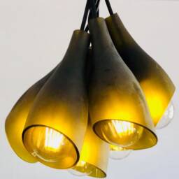 Frosted Light Fixture - Chandelier Ceiling Lamp Made From Wine Bottles For Home, Bar & Kitchen - thumbnail 2