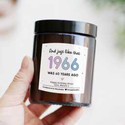 60Th Birthday Gift For Her Friend Mum - Sixty Sixtieth Born in 1966 Personalized Candle Women Sister - thumbnail 2