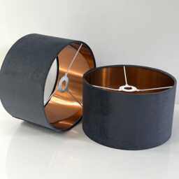 New Handmade Graphite Grey Velvet Drum Lamp Shade Pendant Light Suitable For All Tables Ceiling Shapes & Sizes Available - thumbnail 3