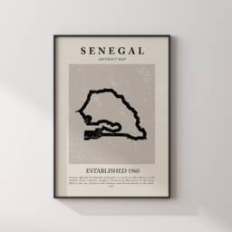 Abstract Senegal Map Vintage Wall Art Print Picasso + Matisse Inspired Travel Poster Oe - thumbnail 1