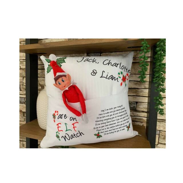 Personalized Christmas Elf Pocket Cushion Cover - 40x40 cm - image 1