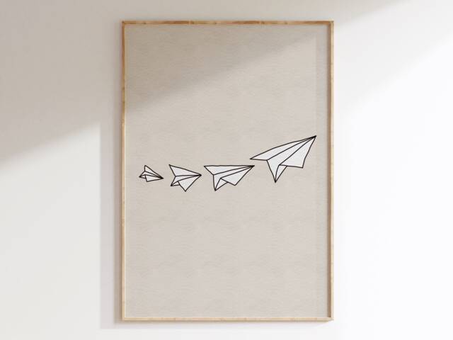 Paper Airplane Nursery Print Playful Aviation Art - image 1