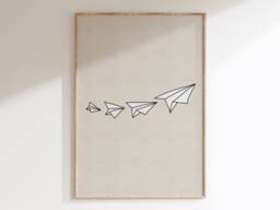 Paper Airplane Nursery Print Playful Aviation Art - thumbnail 1