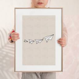 Paper Airplane Nursery Print Playful Aviation Art - thumbnail 3