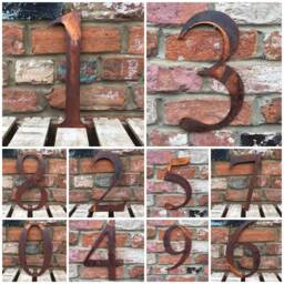 Large Rusty Metal House Number Industrial Wall Shop Display Sign - 12 Inch - thumbnail 1
