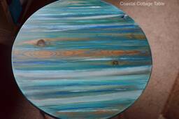 Coastal Coffee Side Table Ocean Colours Beach Inspired Living Supplied With Metal Hair Pin Or Wood Legs/Us Customers Tariff Is Paid