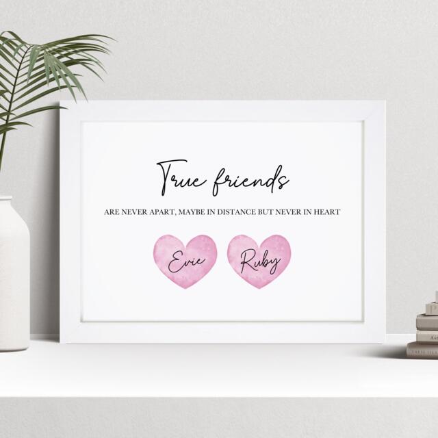 Personalised Watercolour Friendship Print, Custom Friend Gift, Wall Art Keepsake - image 1