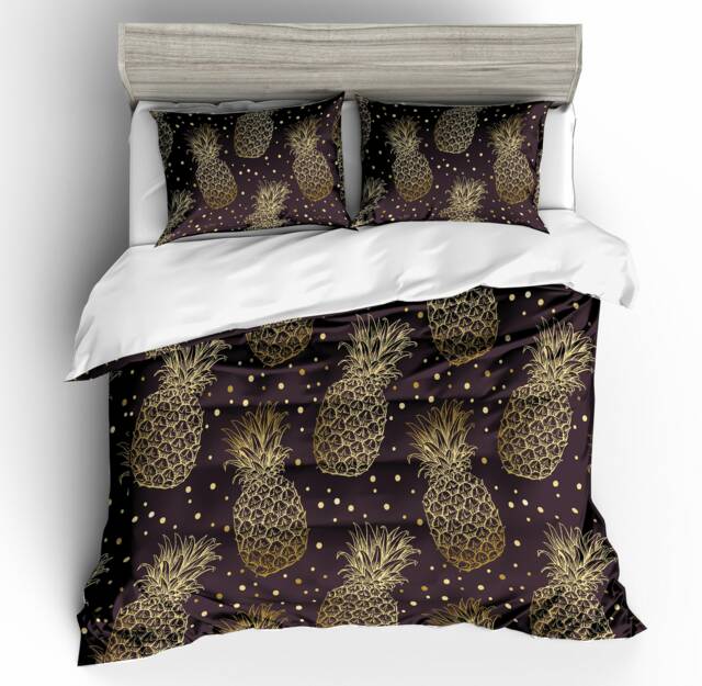 3D Pineapple Duvet Cover Set, Gold Fruit Bedding - image 1