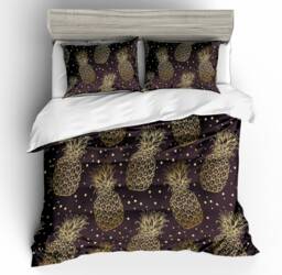3D Pineapple Duvet Cover Set, Gold Fruit Bedding - thumbnail 1