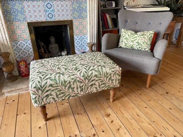 Large Footstool, William Morris Tapestry, Coffee Table Footstool, Handmade Upholstered Bench, Ottoman - image 1