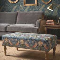 Large Footstool, William Morris Tapestry, Coffee Table Footstool, Handmade Upholstered Bench, Ottoman - thumbnail 2