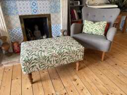 Large Footstool, William Morris Tapestry, Coffee Table Footstool, Handmade Upholstered Bench, Ottoman
