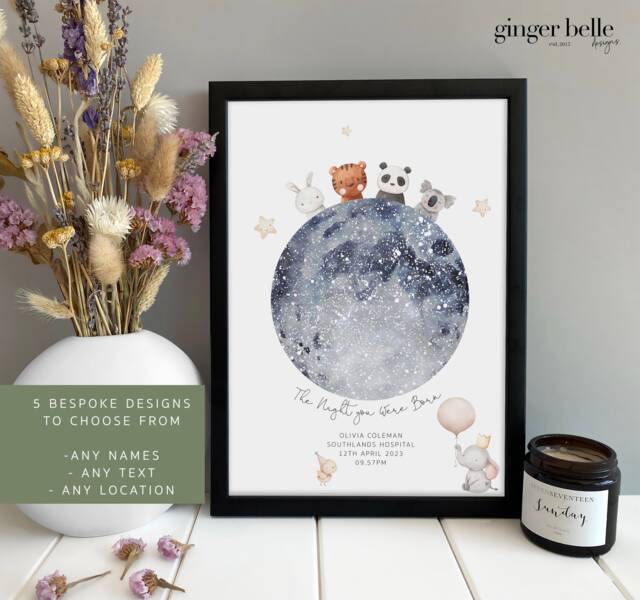 Custom Star Map - Personalized Wall Art Gift For New Baby - image 1