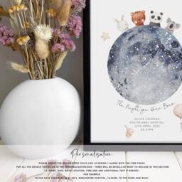 Custom Star Map - Personalized Wall Art Gift For New Baby - thumbnail 2