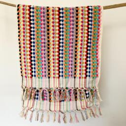 Natural Hand Towel, Rainbow Towel, Colourful Hand Turkish Cotton Loomed, Organic Soft Boho Towel