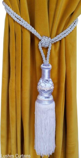1 Beautiful Luxury New Handmade Solid White Color Window Treatments Large Drapery Curtain Tassel Rope/Cord Tie Back Holding/Holdback - image 1