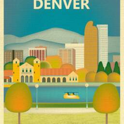 Denver Art Print, Denver Skyline, Poster, Colorado Art, Washington Park Boathouse, Colorado - E8-O-Denv - thumbnail 2