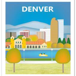 Denver Art Print, Denver Skyline, Poster, Colorado Art, Washington Park Boathouse, Colorado - E8-O-Denv - thumbnail 3