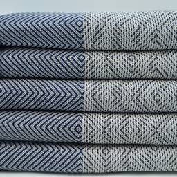 "Navy Blue Blanket, Turkish Blanket, Blanket, Peshtemal Cover, Beach Towel, Turkish Bedspread, Towel, Bed Cover, Bed Rug, 75""x91" - thumbnail 3