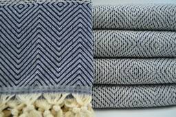 "Navy Blue Blanket, Turkish Blanket, Blanket, Peshtemal Cover, Beach Towel, Turkish Bedspread, Towel, Bed Cover, Bed Rug, 75""x91" - thumbnail 1
