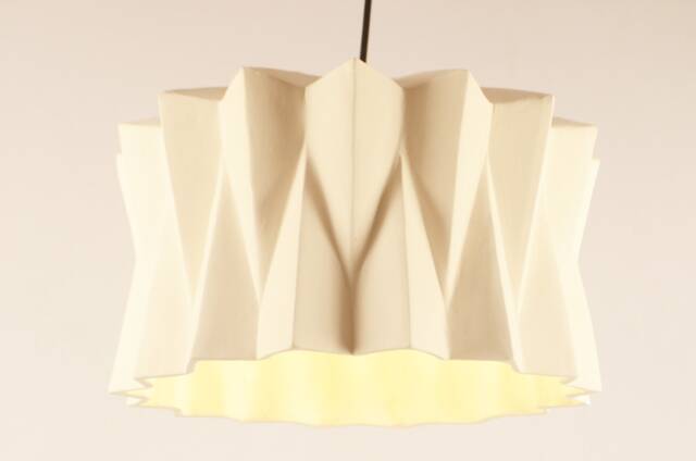 Large Origami Ceramic Pendant Light, Statement Plug-In Lamp - Naaya Sunflower - image 1