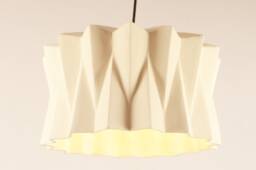 Large Origami Ceramic Pendant Light, Statement Plug-In Lamp - Naaya Sunflower - thumbnail 1