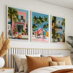 Key West Florida Poster Set Of 3 Travel Wall Art Usa Tropical Island Beach Print, Vintage Minimalist Style - thumbnail 2