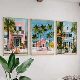 Key West Florida Poster Set Of 3 Travel Wall Art Usa Tropical Island Beach Print, Vintage Minimalist Style - thumbnail 3