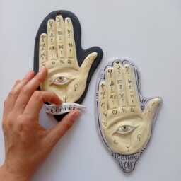 Ceramic All-Seeing Eye Hand Wall Hanging Folk Altar Charm - thumbnail 3