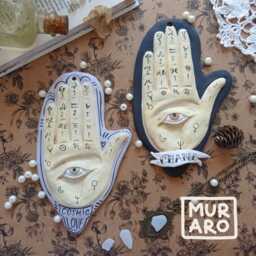 Ceramic All-Seeing Eye Hand Wall Hanging Folk Altar Charm