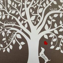 Paper Cut Family Tree - Personalised Picture, With Dachshund & Red Hearts - thumbnail 2