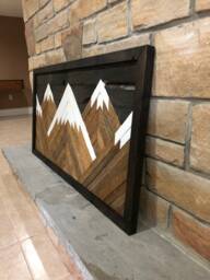 Vintage Wood Slat Mountain Wall Art Rustic Tops. Handmade Hanging - thumbnail 4