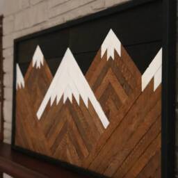 Vintage Wood Slat Mountain Wall Art Rustic Tops. Handmade Hanging - thumbnail 2