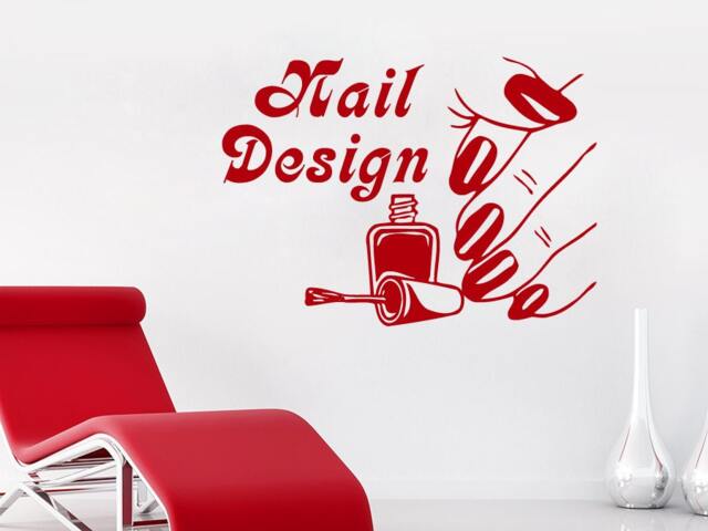 Wall Decals Beauty Salon Nail Design Polish Red Lacquer Hand Decal Vinyl Sticker Bedroom Home Decor Art Murals Ms647 - image 1