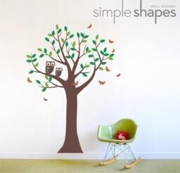 Tree With Two Owls & Butterflies Decal Set - Nursery Vinyl Wall - thumbnail 2