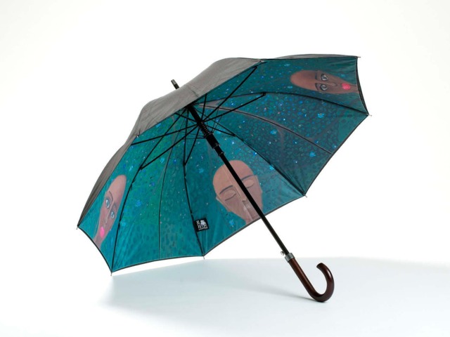 Deluxe Cane Umbrella, Wooden Handle, Automatic With Original Artwork, Strong & Windproof - image 1
