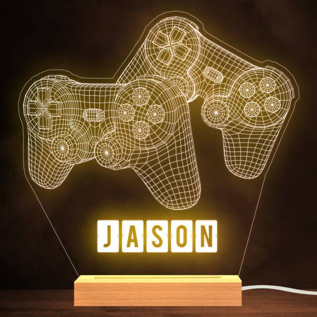 Gaming Controllers Gamer Name Personalised Gift Lamp Night Light - image 1